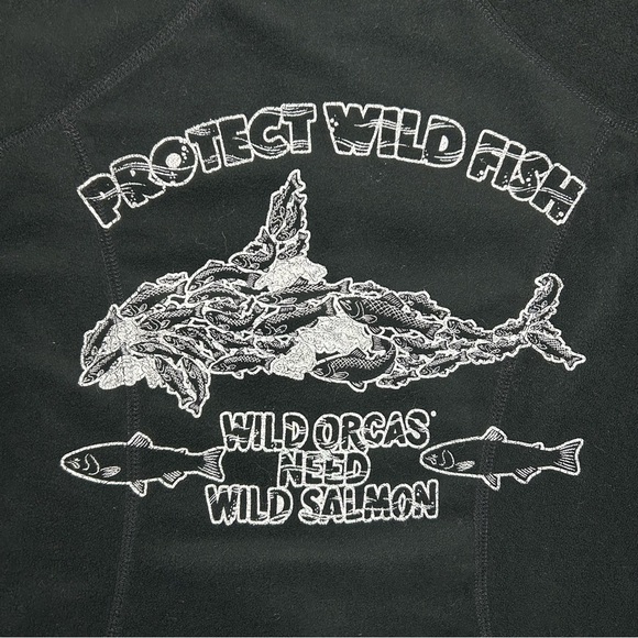 K-Way Women’s Black Guinevere Fleece Jacket Zip Size Small Protect Wild Fish - Picture 7 of 13